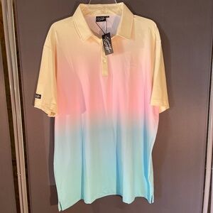 Sunday Swagger Gradient Polo — “Sunset” Pastel Golf Shirt, Size XL (NWT)